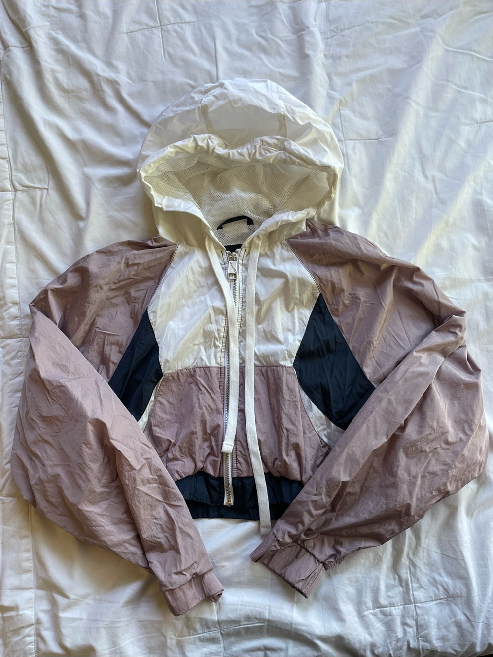 Hollister Cropped Lilac/navy Mesh-Lined Jacket Size Large